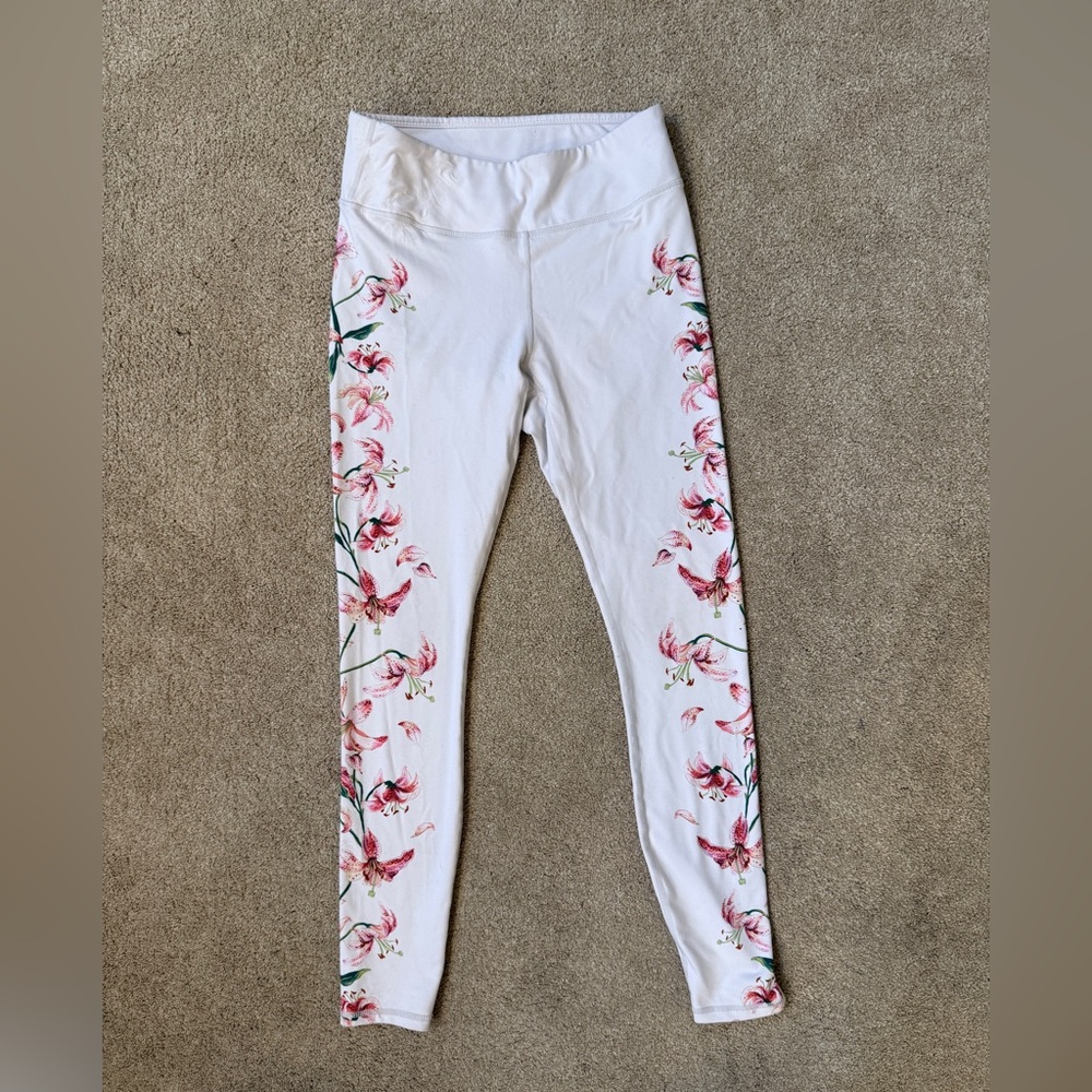 Fabletics White Floral Leggings